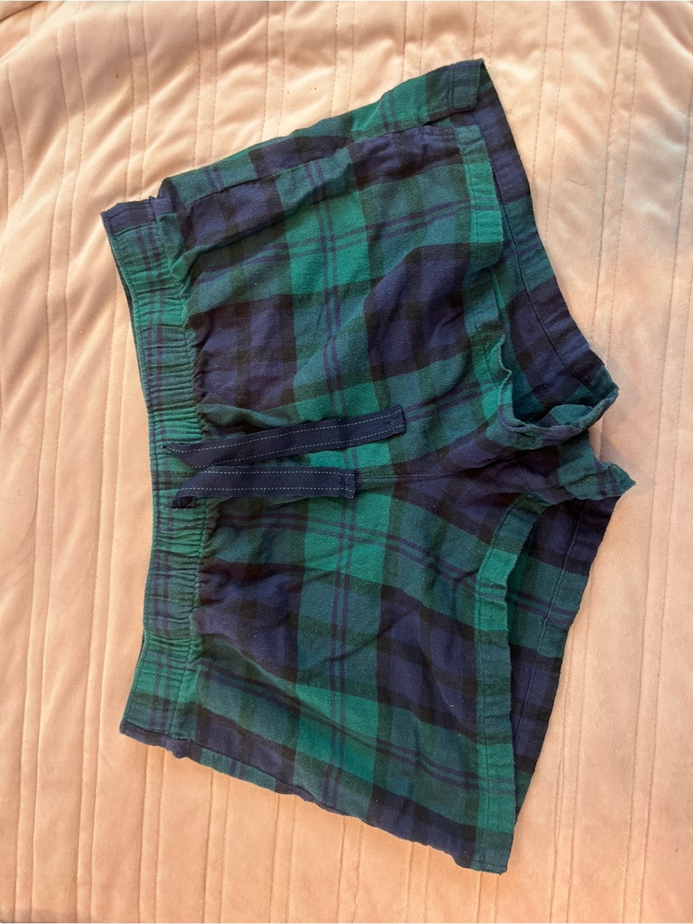 Old Navy Green & Navy Plaid Lounge Shorts